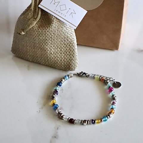 Amber in Silver Bracelet (unisex)